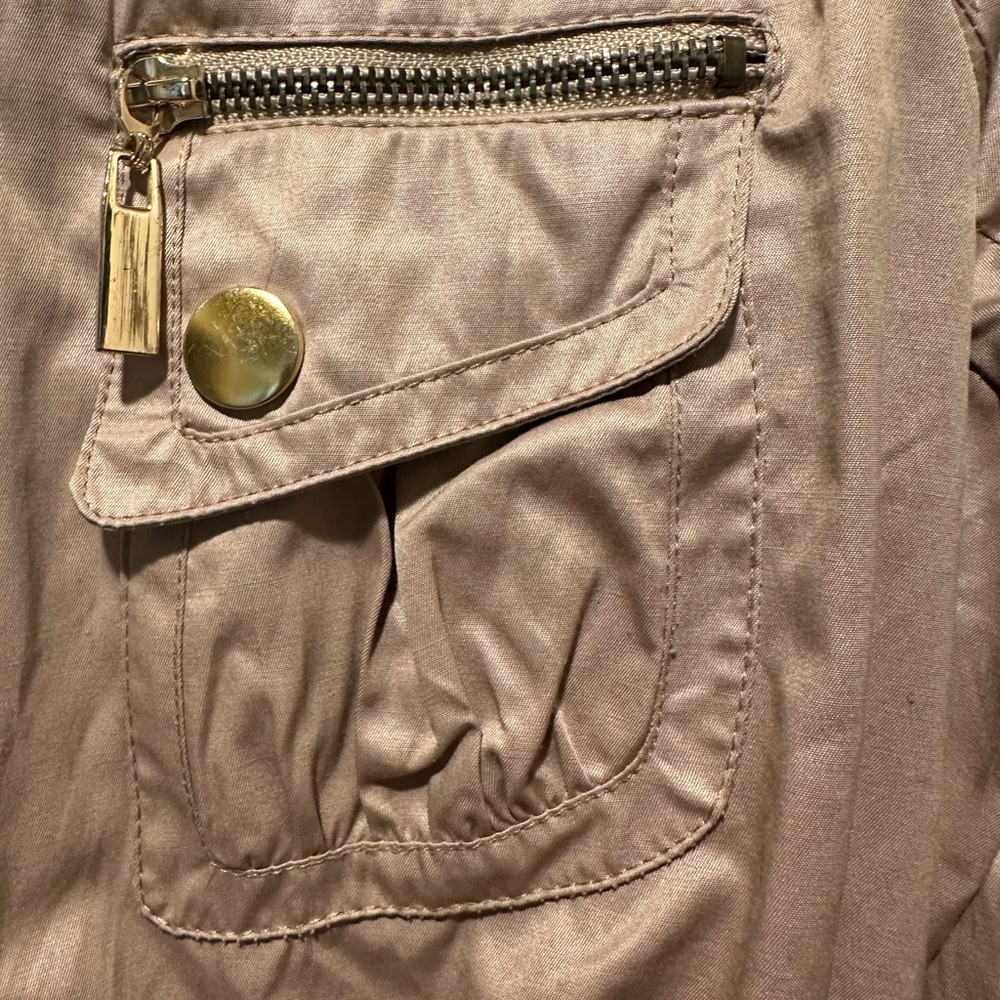 bebe Vintage Y2k Beige Gold Bomber Jacket Size M - Picture 7 of 7